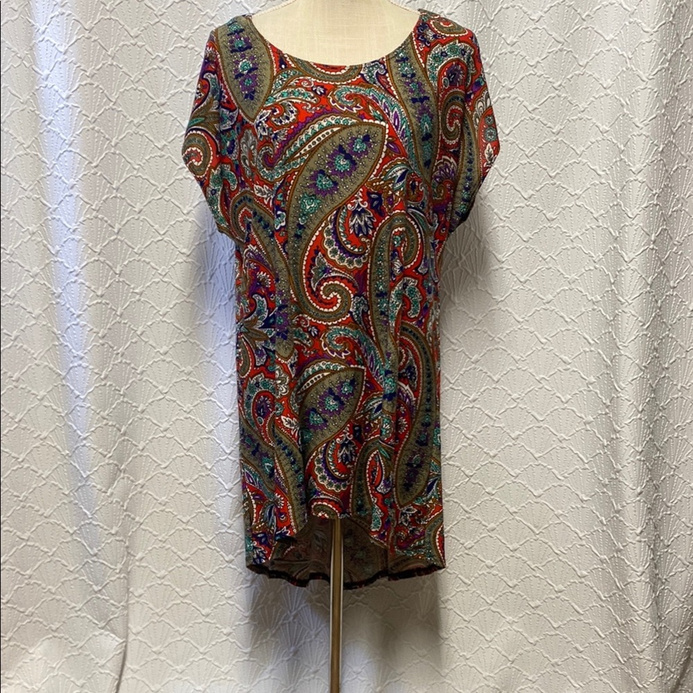 Azules size XL Paisley Floral Print Women's Top soft stretch comfy casual‎